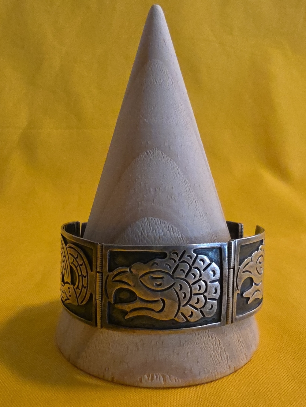 Vintage 925 Silver Mexican/Aztec Inspired Panel Bracelet - Beautiful Piece!